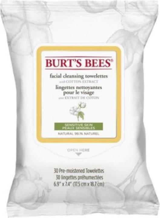 Immagine prodotto Burt's Bees Sensitive Facial Cleansing Towelettes Cotton Extract (Salviette detergenti per il viso)