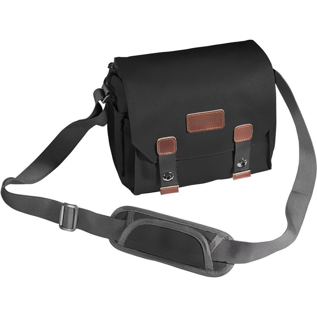 mantona Kameratasche Milano piccolo (Kamera Schultertasche), Kameratasche, Schwarz