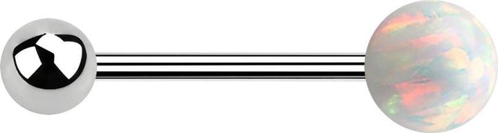 Image du produit Star Piercing Micro Barbell argent avec boule et boule opale blanche (Acier chirurgical 316L, sans laiton)