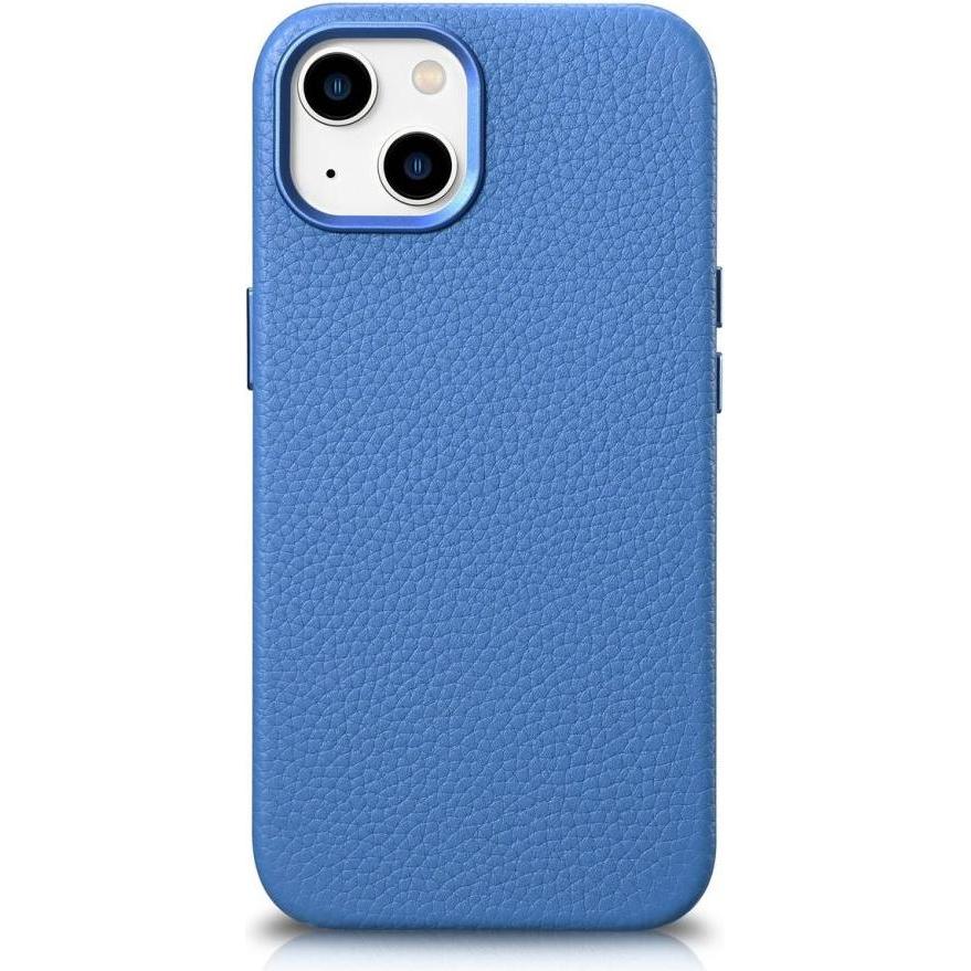 iCarer litchi Premium Ledertasche iPhone 14 Plus Magnetische Ledertasche mit magSafe hellblau (WMI14 (Apple iPhone 14 Pl...