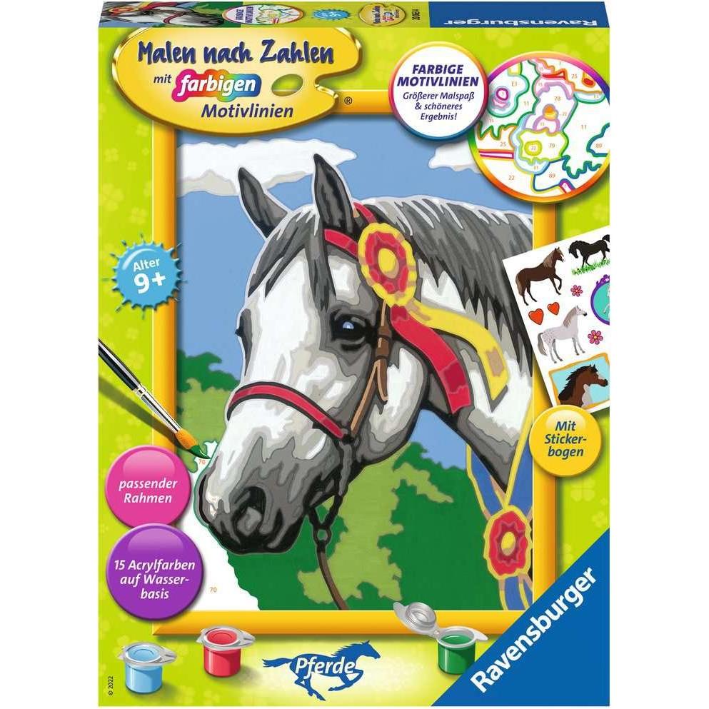 Ravensburger Malen nach Zahlen 20063 - Stolzes Turnierpferd – Kinder ab 9 Jahren