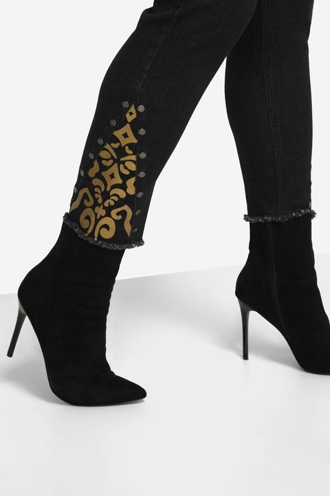 Actual product image Miamoda Slim Fit 5-Pocket Jeans with Leopard Print Insert on the Hems (44)