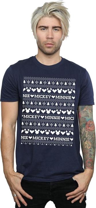 Actual product image Disney Mens Mickey And Minnie Christmas Fair Isle T-Shirt (3XL)