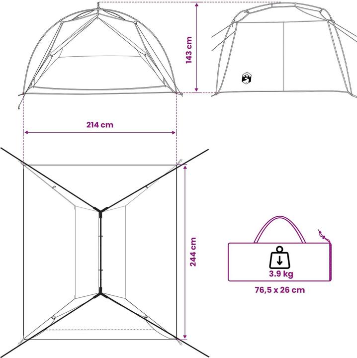 Produktbild vidaXL Tunnelzelt (Tunnelzelt, 3.90 kg, 4 Personen)