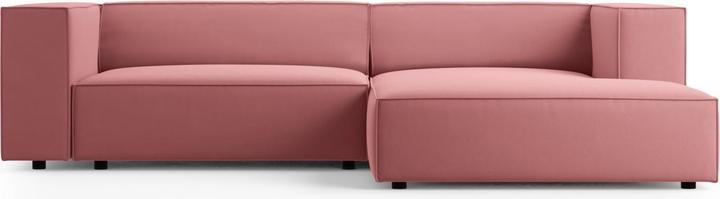Actual product image Cosmopolitan Design Velvet Right Corner Sofa, "Arendal", 3 Seats, Flamingo, 224x166x70 Made in Europe (Corner sofa)
