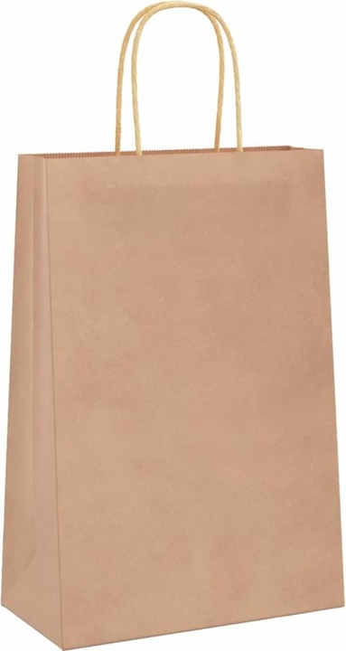 Produktbild VidaXL Kraftpapiertüten 250 Stk. mit Henkel Braun 22x11x31 cm Papiertüte (Geschenktüte, 250 x)