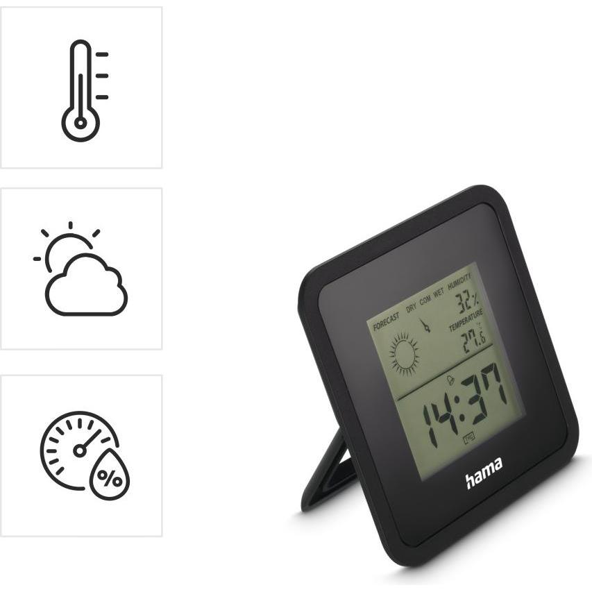 Thumbnail - Hama Borneo, Thermometer + Hygrometer, Schwarz