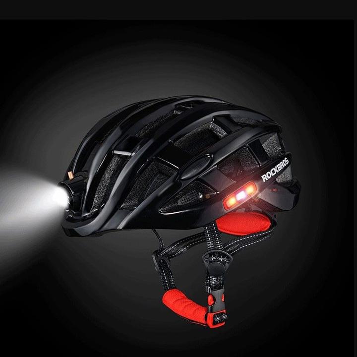 Actual product image Rockbros MTB bike helmet with light black 57-62cm (57 - 62 cm)