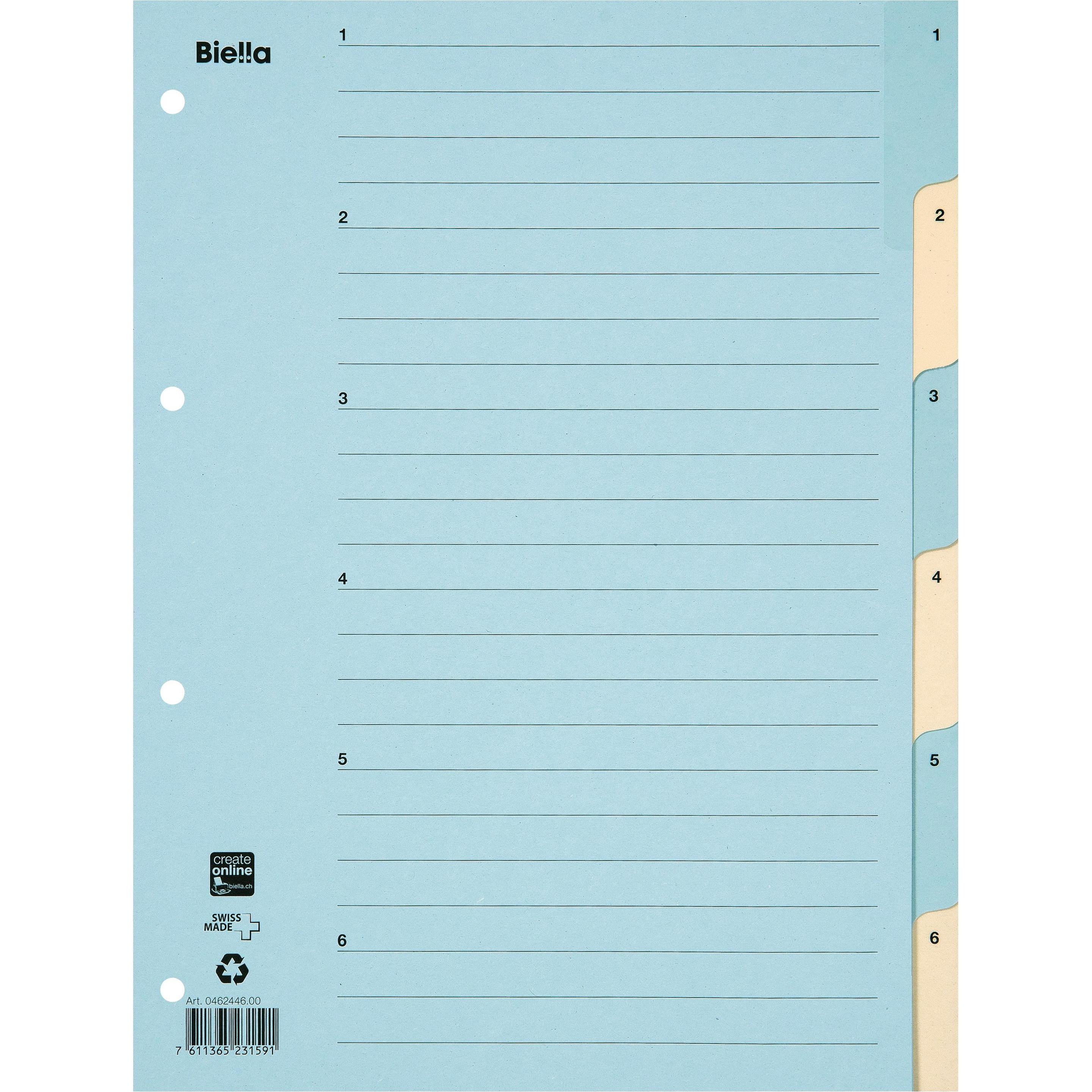 Biella, Ordner Zubehör, Register Karton