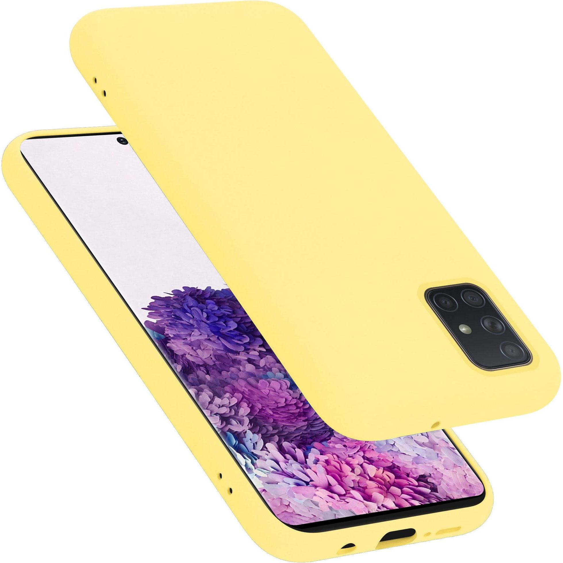 Cadorabo TPU Liquid Silicone Case Cover (Samsung Galaxy A71), Smartphone Hülle, Gelb