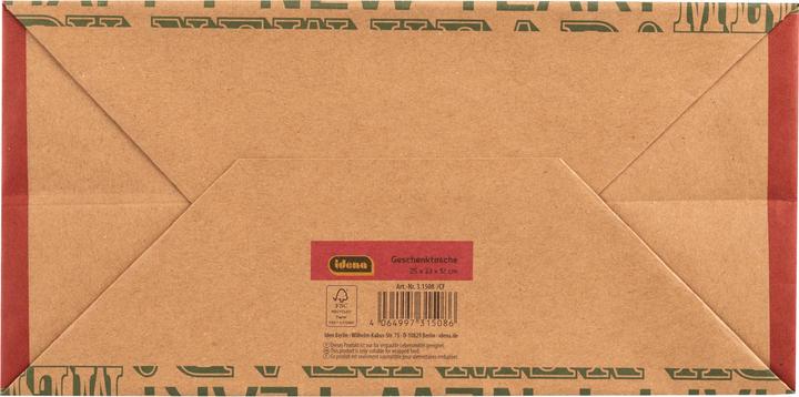 Produktbild Idena Papiertasche Frohe Weihnachten / Happy New Year 25x33x12cm Kraftpapier 140g/m²