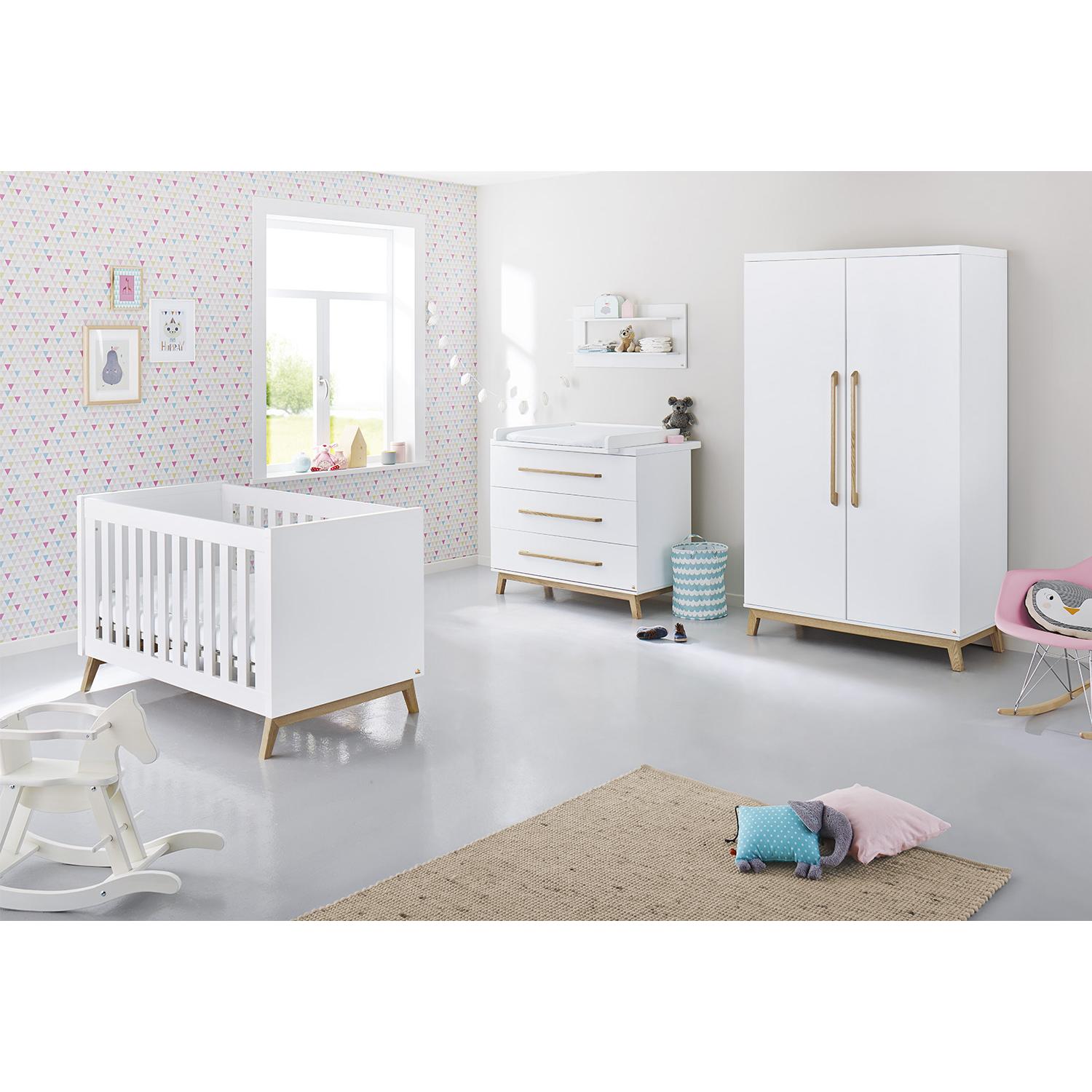 Pinolino, Komplett-Babyzimmer, Riva breit (Babybett, Wickelkommode, Kinderkleiderschrank)