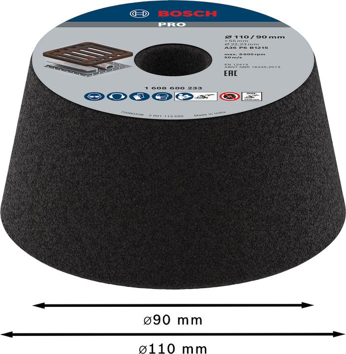 Image du produit Bosch Professional Zubehör PRO Metal Meule conique, 90 x 110 x 55 mm, G36 (36)