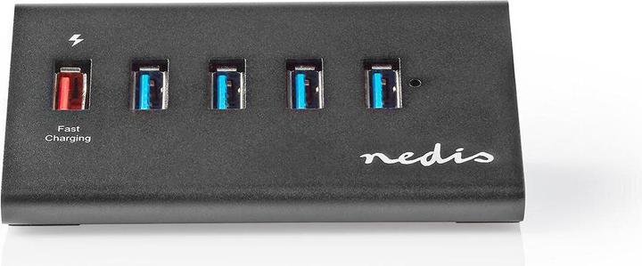 Produktbild Nedis UHUBUP3510BK. Hostschnittstelle: USB 3.2 Gen 1 (3.1 Gen 1) Micro-B, Hub-Schnittstellen: USB 3.2 Gen (USB-C, 5 Ports)