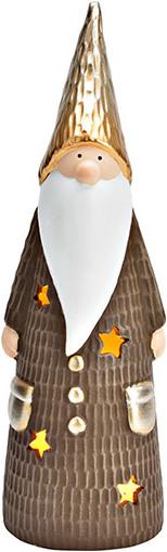 Produktbild G. Wurm Nikolaus mit LED aus Keramik braun, gold (B/H/T) 11x36x10cm