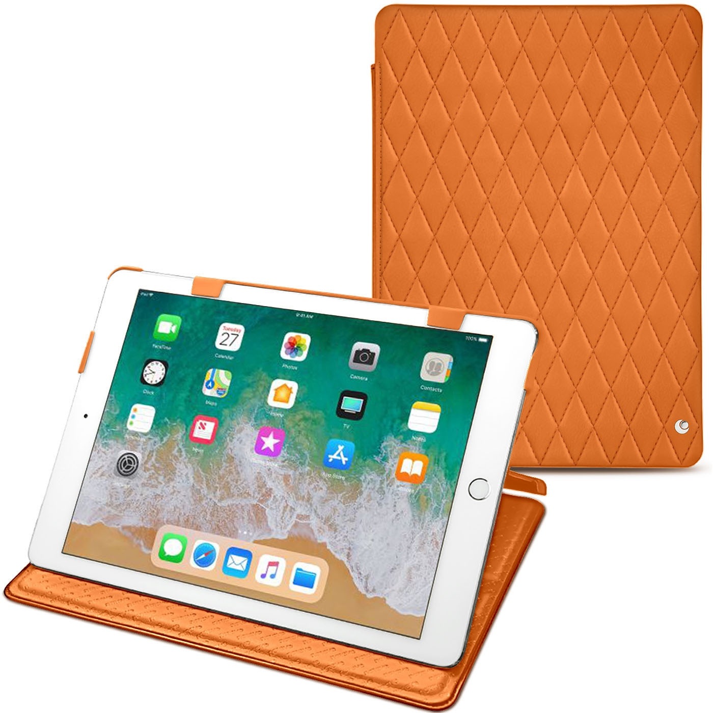 Noreve Lederschutzhülle horizontal (iPad 9.7), Tablet Hülle, Orange