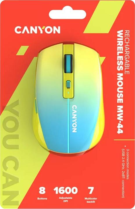 Actual product image Canyon MW-44, 2 in 1 Wireless optical mouse with 8 buttons, DPI 800/1200/1600, 2 mode(BT/ 2.4GHz) (Wireless)