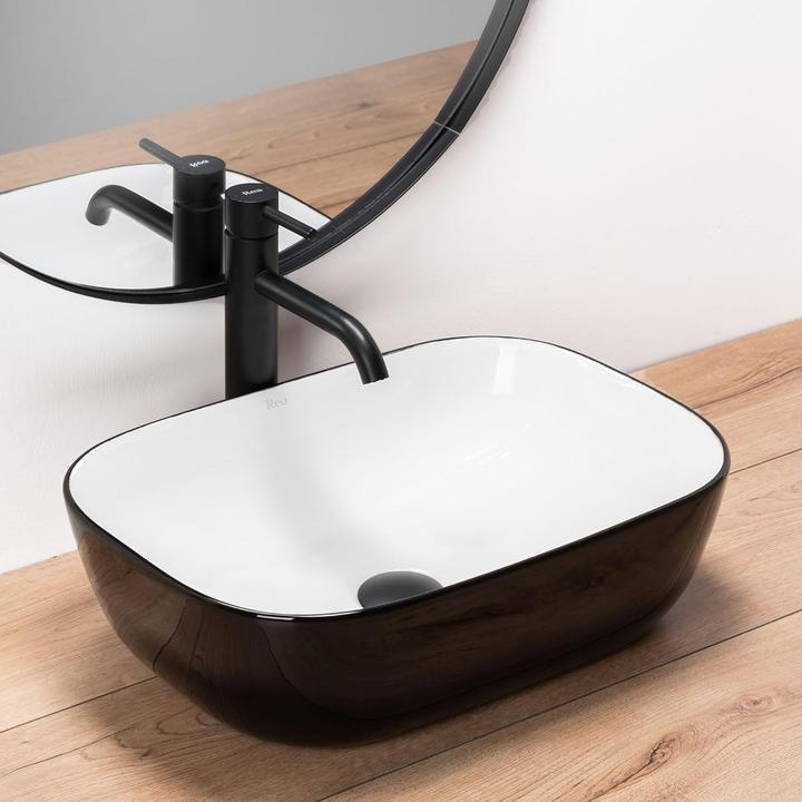 Actual product image Rea Umywalka Umywalka Nablatowa Belinda Biało Czarna (465 mm, 330 mm)