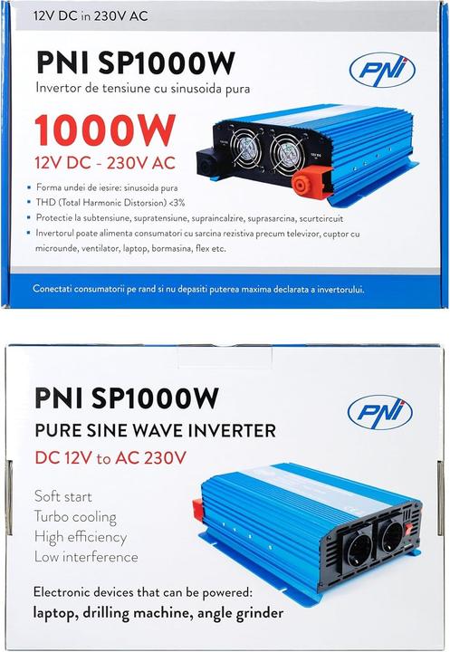 Actual product image PNI Voltage inverter SP1000W with pure sine wave, 12 V power supply