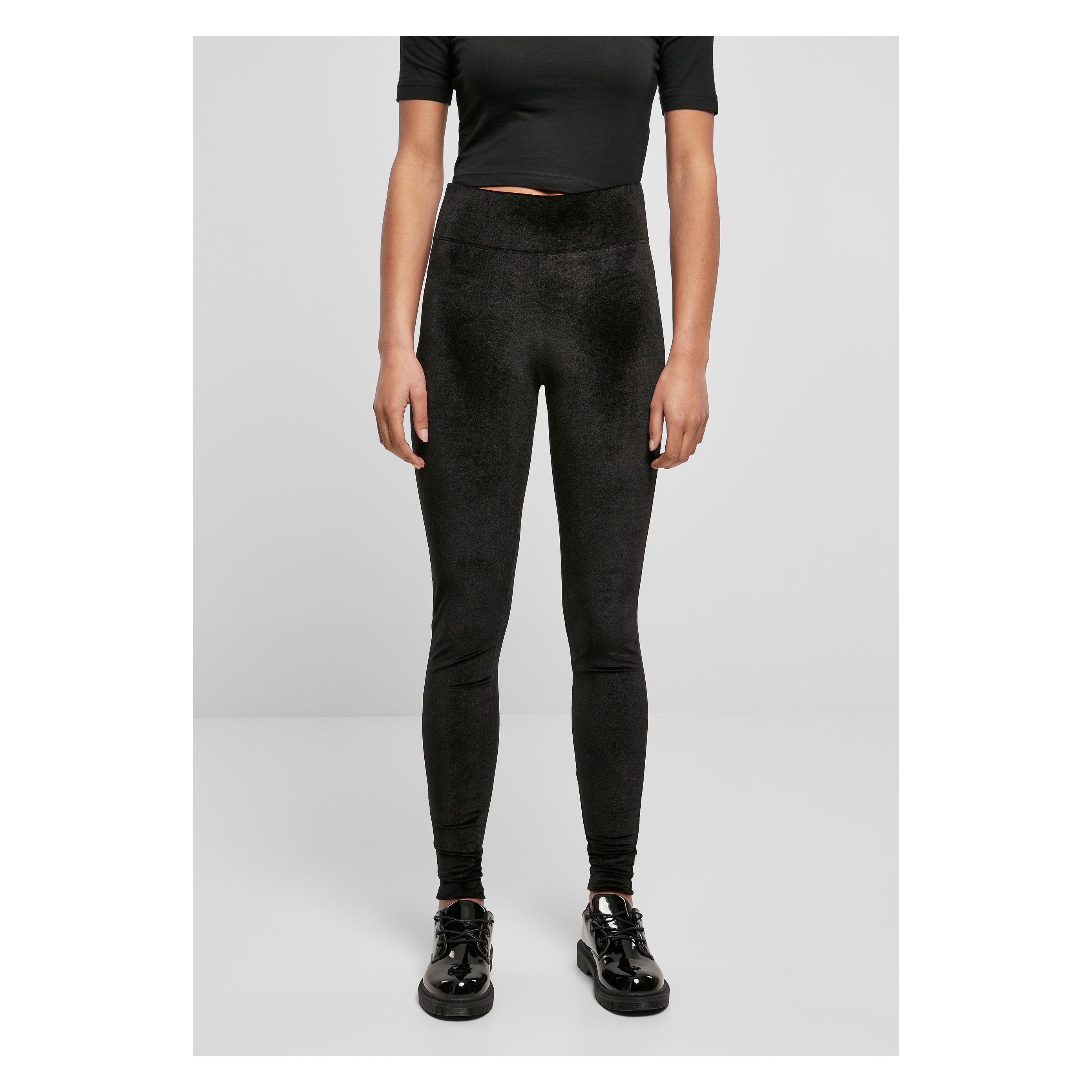 Urban Classics, Damen, Hosen, Ladies High Waist Velvet Leggings, Schwarz, (3XL)