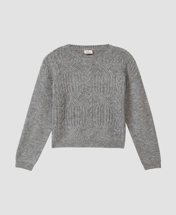 Produktbild s.Oliver Strickpullover Kurzer Strickpullover im Loose Fit mit Zopfmuster (146, 152)