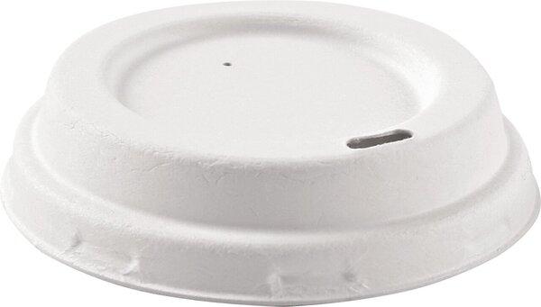 Produktbild Naturestar Deckel Bio für Trinkbecher weiss DM 90mm Zuckerrohr mit Trinköffnung VE=50 Stück (50 x)