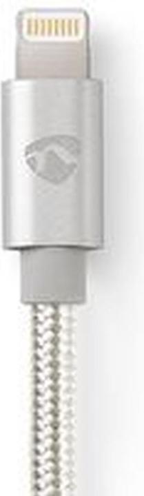 Actual product image Nedis CCTB39300AL20. Colour of product: Aluminium, Connector 1: USB A, Connector 2: Lightning. Packaging (2 m, USB 2.0)