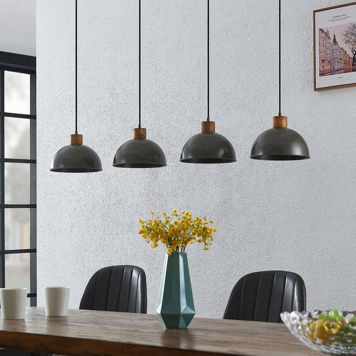 Produktbild Lindby Durbis 4 Pendelleuchte Dark Grey/Wood (E27)