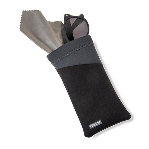 Carson Neopren-Brillentasche mit Mikrofasertuch - Schwarz/Grau