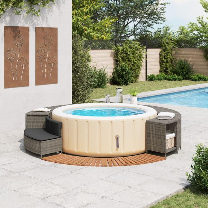 Immagine prodotto VidaXL Bordo della vasca idromassaggio Bordo della piscina Rivestimento della piscina Poli rattan grigio