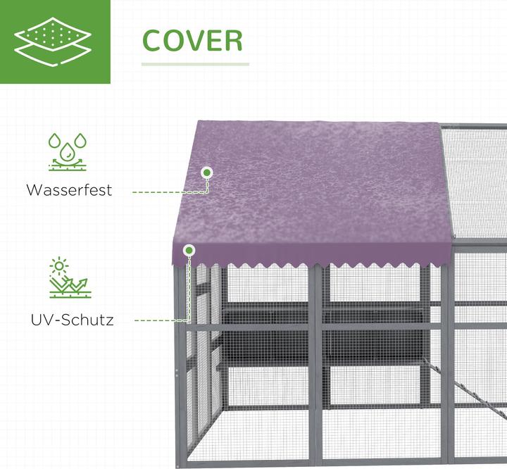 Produktbild PawHut Hühnerstall Tannenholz, Metall Grau