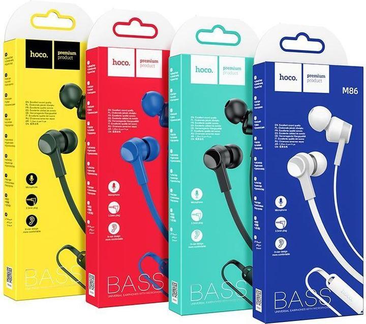 Produktbild Hoco Wired headphones wire earphones Jack 3,5 mm with microphone M86 white (Kabelgebunden)