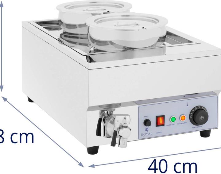 Produktbild Royal Catering Suppenstation Bain Marie Speisenwärmer Edelstahl 2 x 7 L 30 - 110 °C 1500 W