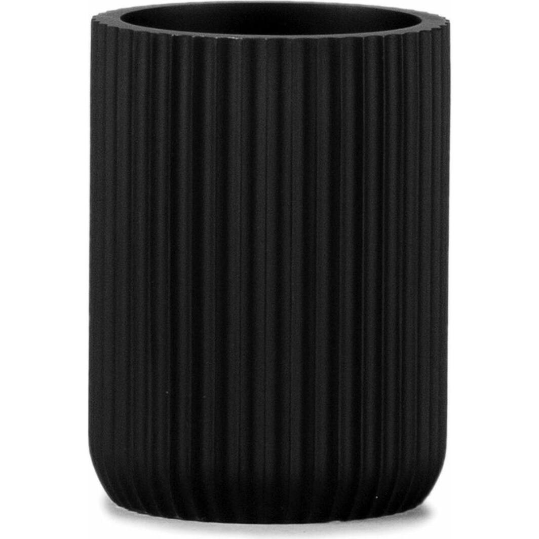 Andrea, Spazzola WC, Portaspazzolino House in resina nera opaca (Ø 7 x 9,5 cm)