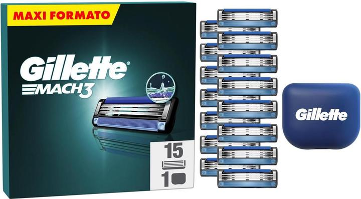 Produktbild Gillette Mach3 Systemklingen 15er + Klingenhülle Ersatzklingen (15x)