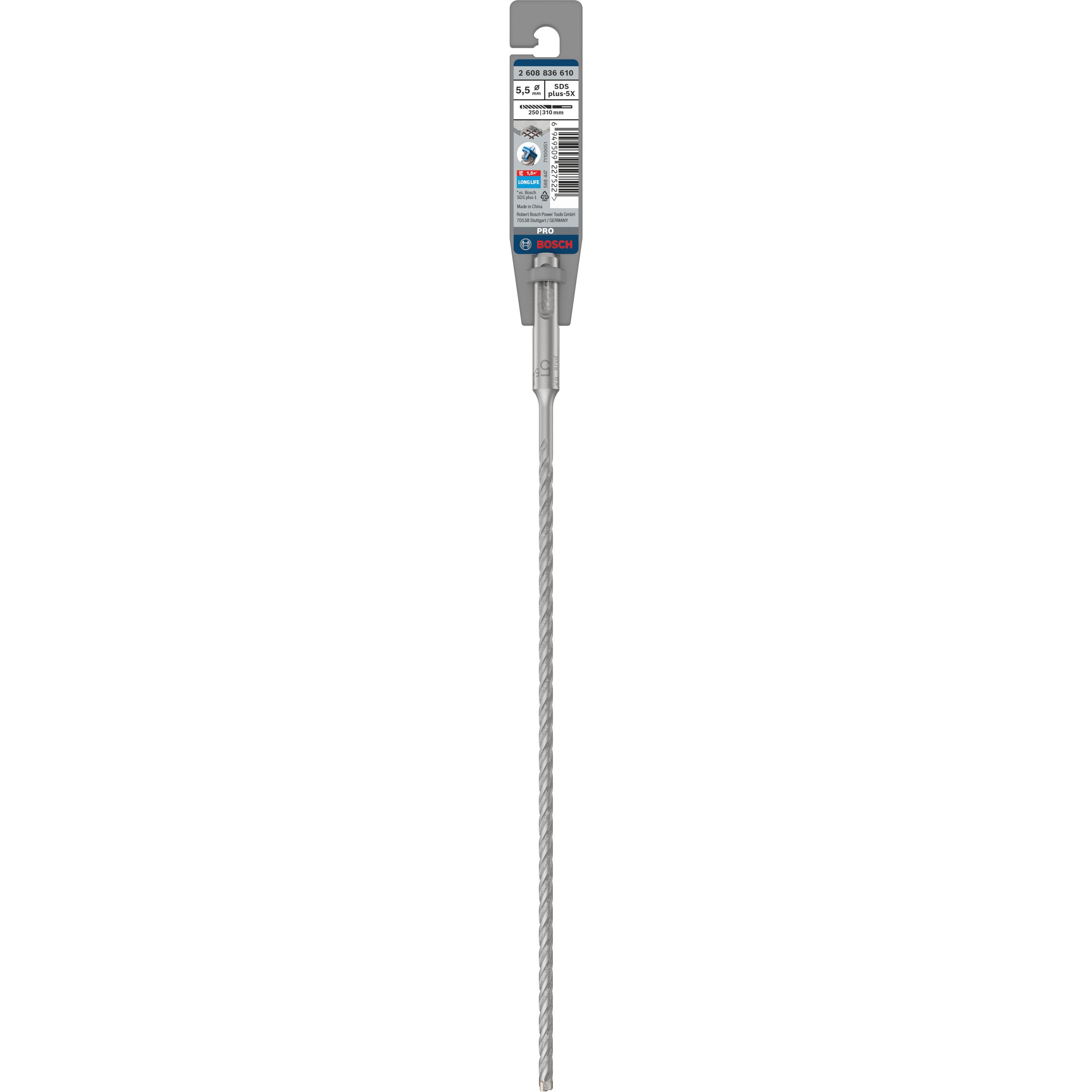 Thumbnail - Bosch Professional Zubehör, Bohrereinsatz, PRO SDS plus-5X Hammerbohrer, 5,5 x 250 x 310 mm (5.50 Millimeter)