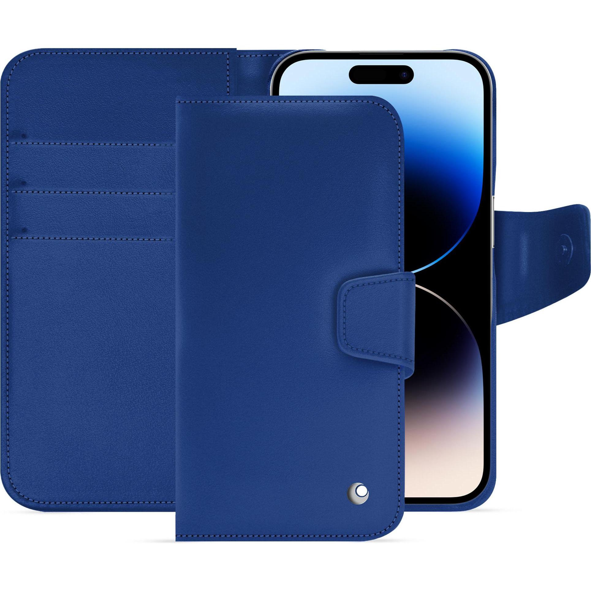 Noreve Lederschutzhülle Apple iPhone 15 Pro (Apple iPhone 15 Pro), Smartphone Hülle, Blau