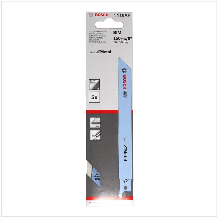 Produktbild Bosch Professional Zubehör Säbelsägeblatt S 918 AF, Basic for Metal, 5er-Pack