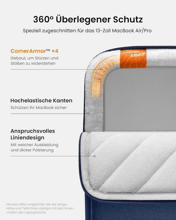 Image du produit tomtoc Laptophülle 360° für 13-Zoll MacBook Air/Pro inkl. Zubehörtasche (13", Microsoft, Apple)