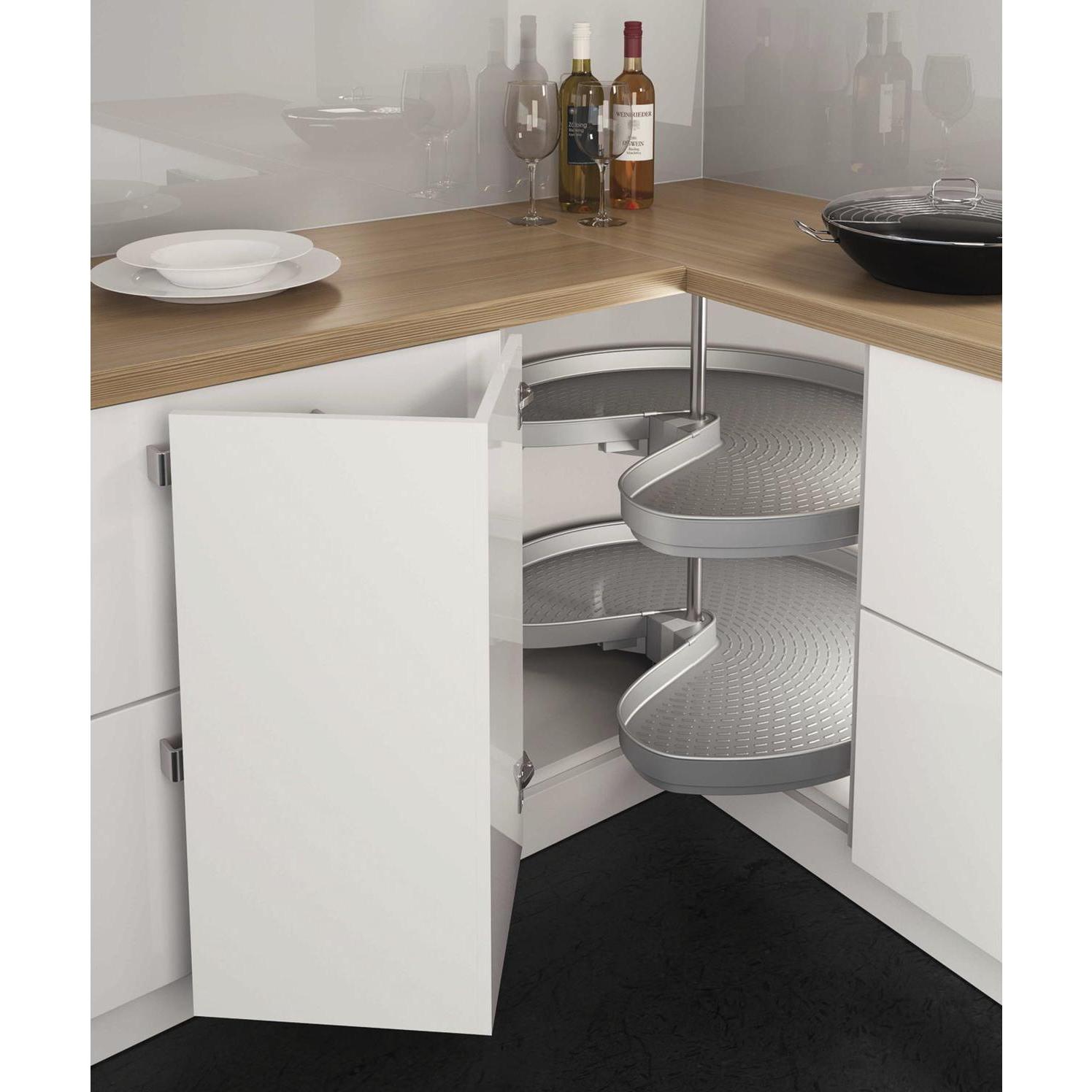 Thumbnail - Ninka, Möbelausstattung, Schwenkboden 3/4-Kreis - für Küchen Eckschrank ProArc KB 900mm, quarzgrau (1 Stk.)
