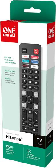 Produktbild One for All Hisense 2.0 Ersatzfernbedienung URC 4916 (Gerätespezifische Fernbedienung, Infrarot)