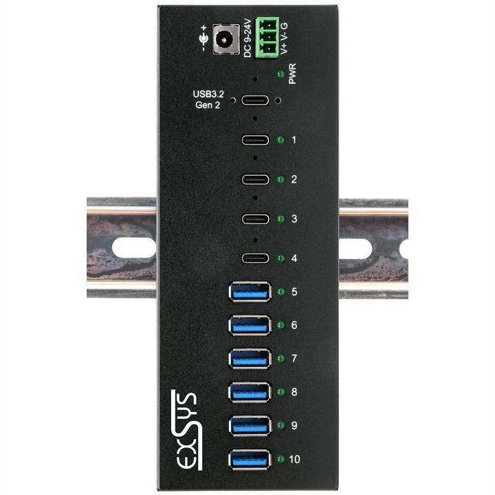 Produktbild Exsys Industrial USB 3.2 Gen 2x1 Hub 10-Port (USB-C, 10 Ports)