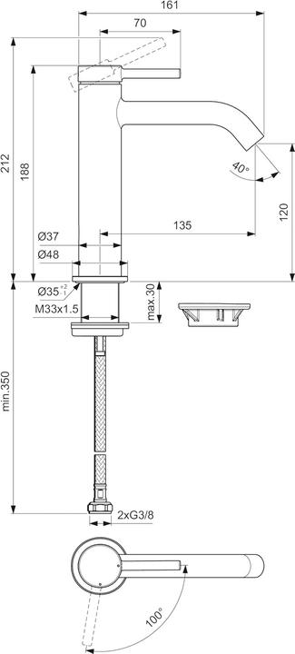 Actual product image Ideal Single-Handle Mixer Tap with FirmaFlow Cartridge, BlueStart System, and EasyFix Mounting