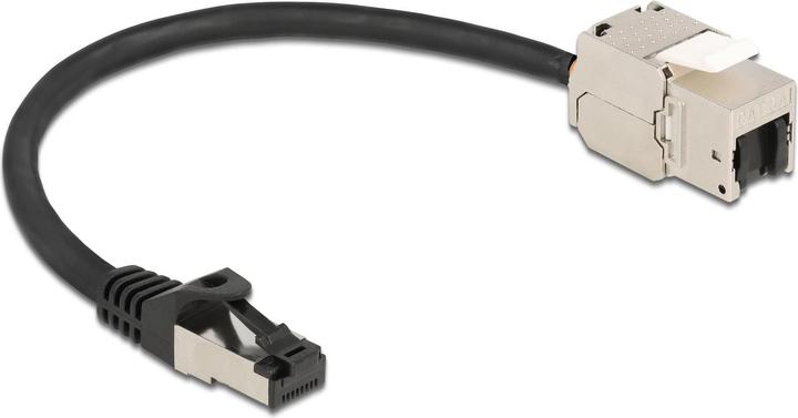 Delock Kabel RJ45 Stecker zu Keystone Modul RJ45 Buchse Cat.6A 25 cm schwarz (S/FTP, CAT6a, 0.25 m)