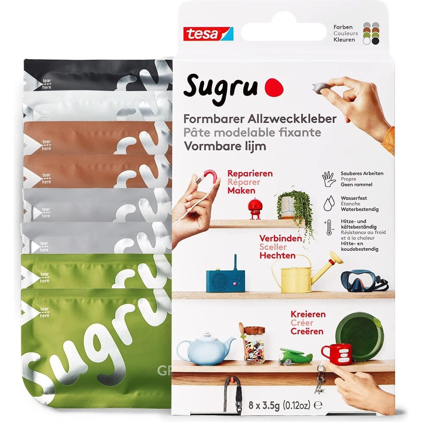 Sugru by tesa, Klebstoff, Sugru 8x Formbarer Allzweckkleber, vielseitige Klebeknete zum Dekorieren, Kleben & Reparieren ...