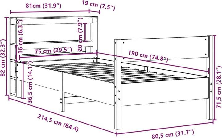 Actual product image vidaXL Bettgestell (120 x 190 cm)
