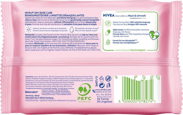 Immagine prodotto NIVEA Rosenwasser Reinigungstücher (Salviette detergenti per il viso)
