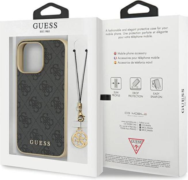 Produktbild Guess GUHCP14LGF4GGR iPhone 14 Pro 6,1" szary/grey hardcase 4G Charms Collection (Apple iPhone 14 Pro)