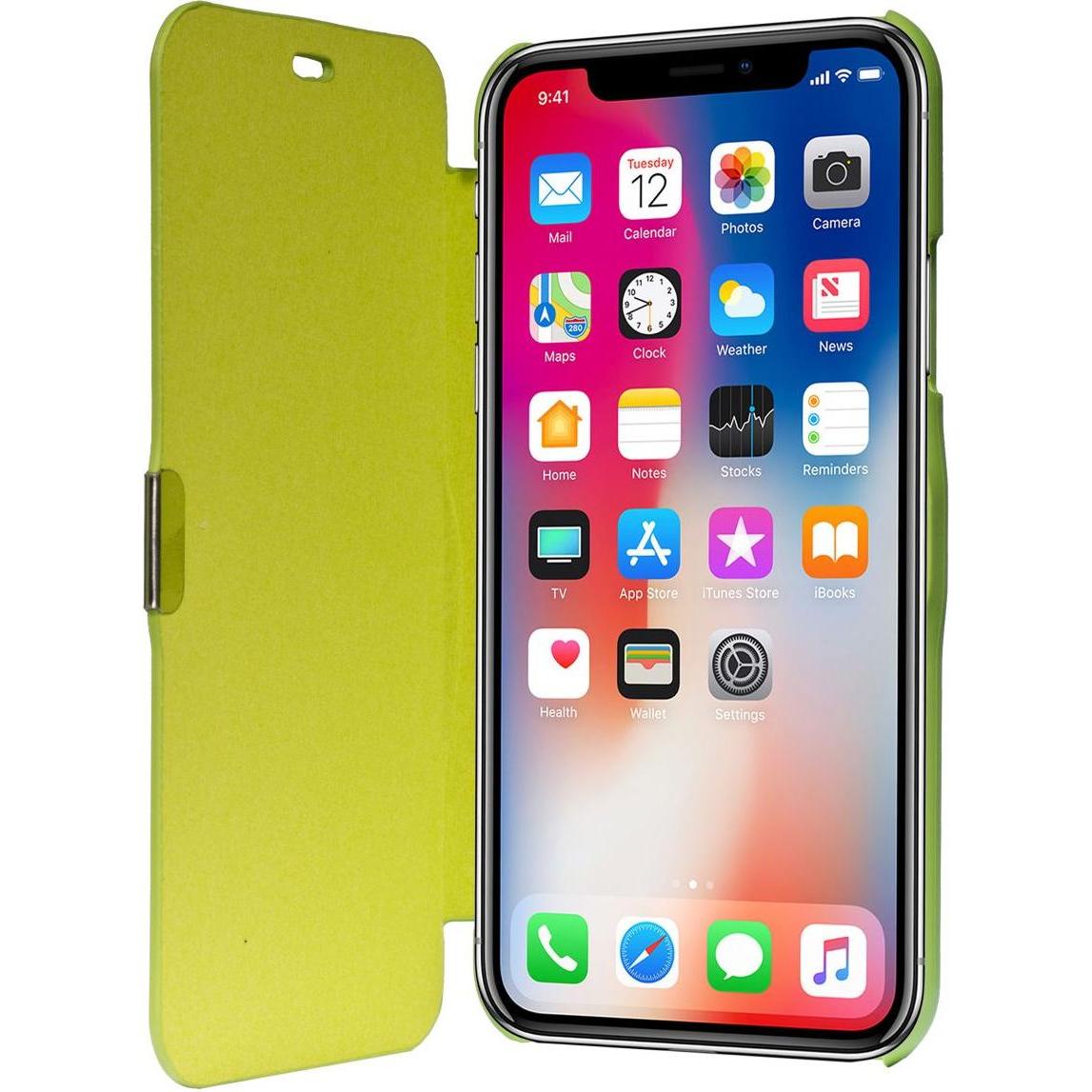 König Design Flip Cover Schutzhülle Slim Case Handyhülle Bookstyle für Apple iPhone X Grün (Apple iPhone X), Smartphone ...
