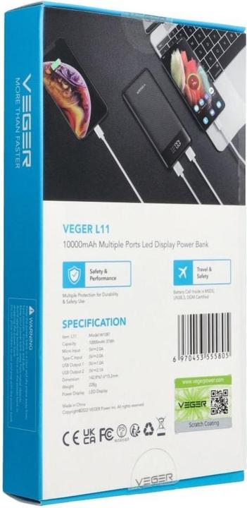 Image du produit 4Kom Veger - W1087 Banque de puissance (10000 mAh, 20 W, 37 Wh)